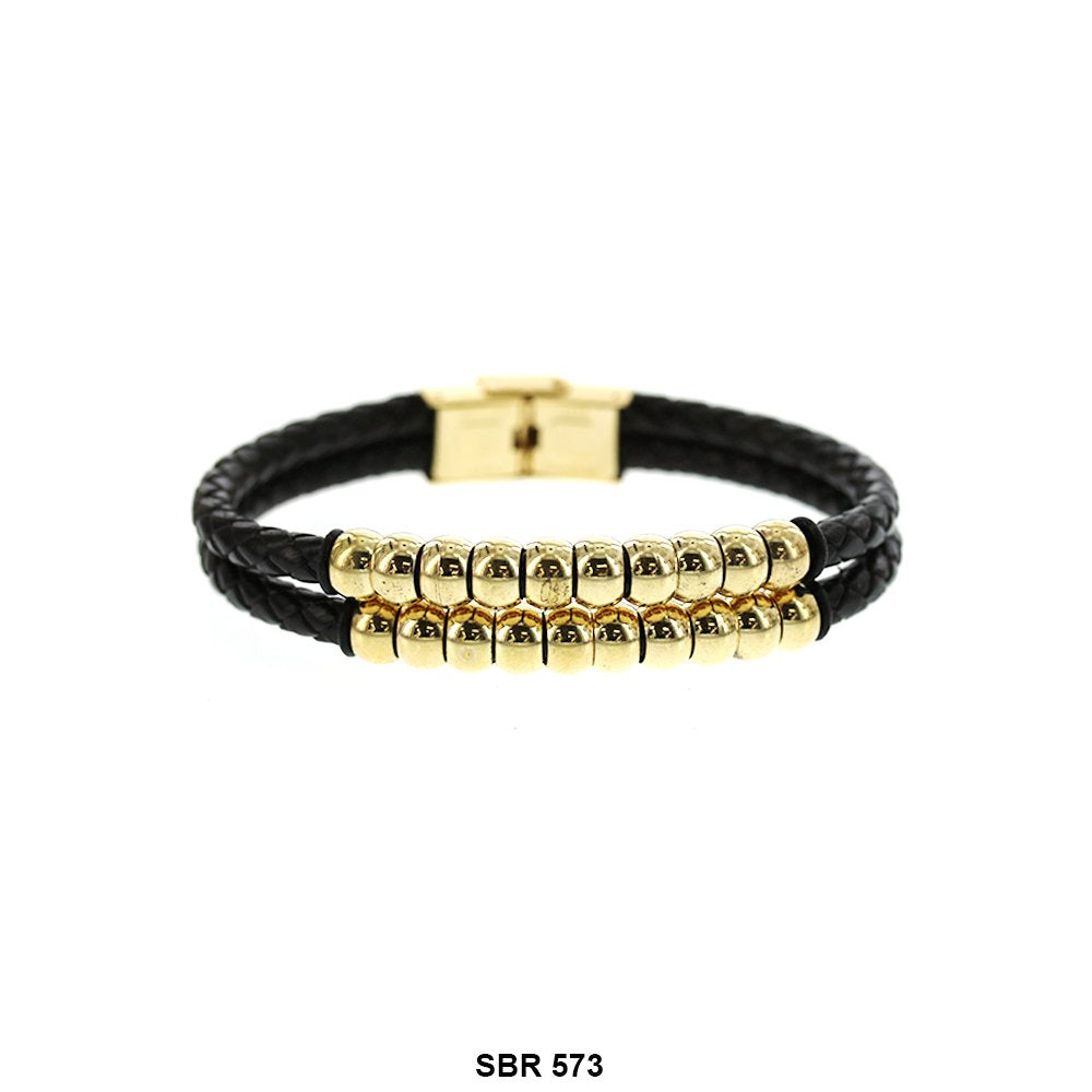 Stainless Steel Leather Bracelet SBR 573