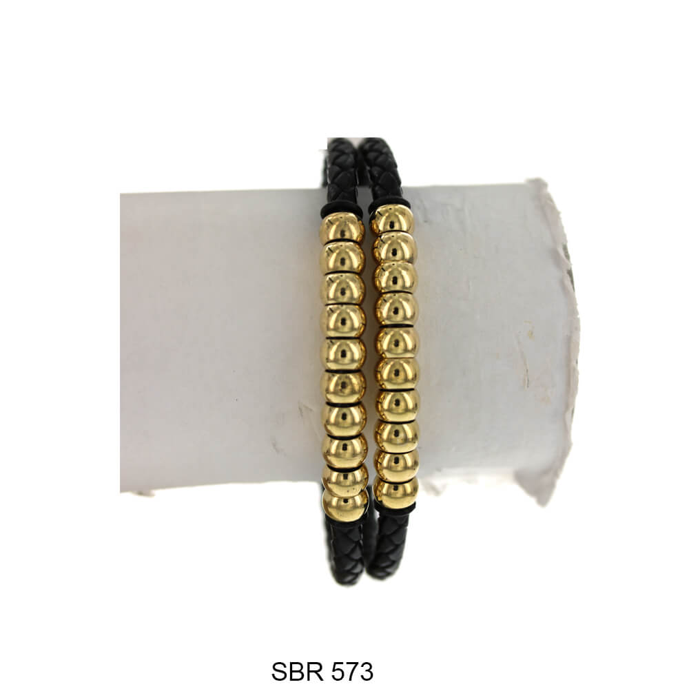 Stainless Steel Leather Bracelet SBR 573