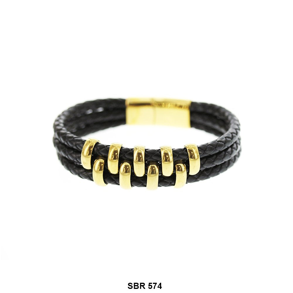 Stainless Steel Leather Bracelet SBR 574