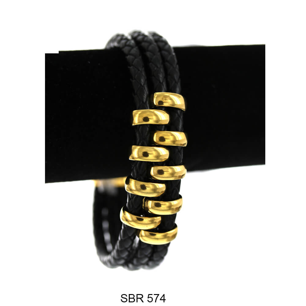 Stainless Steel Leather Bracelet SBR 574