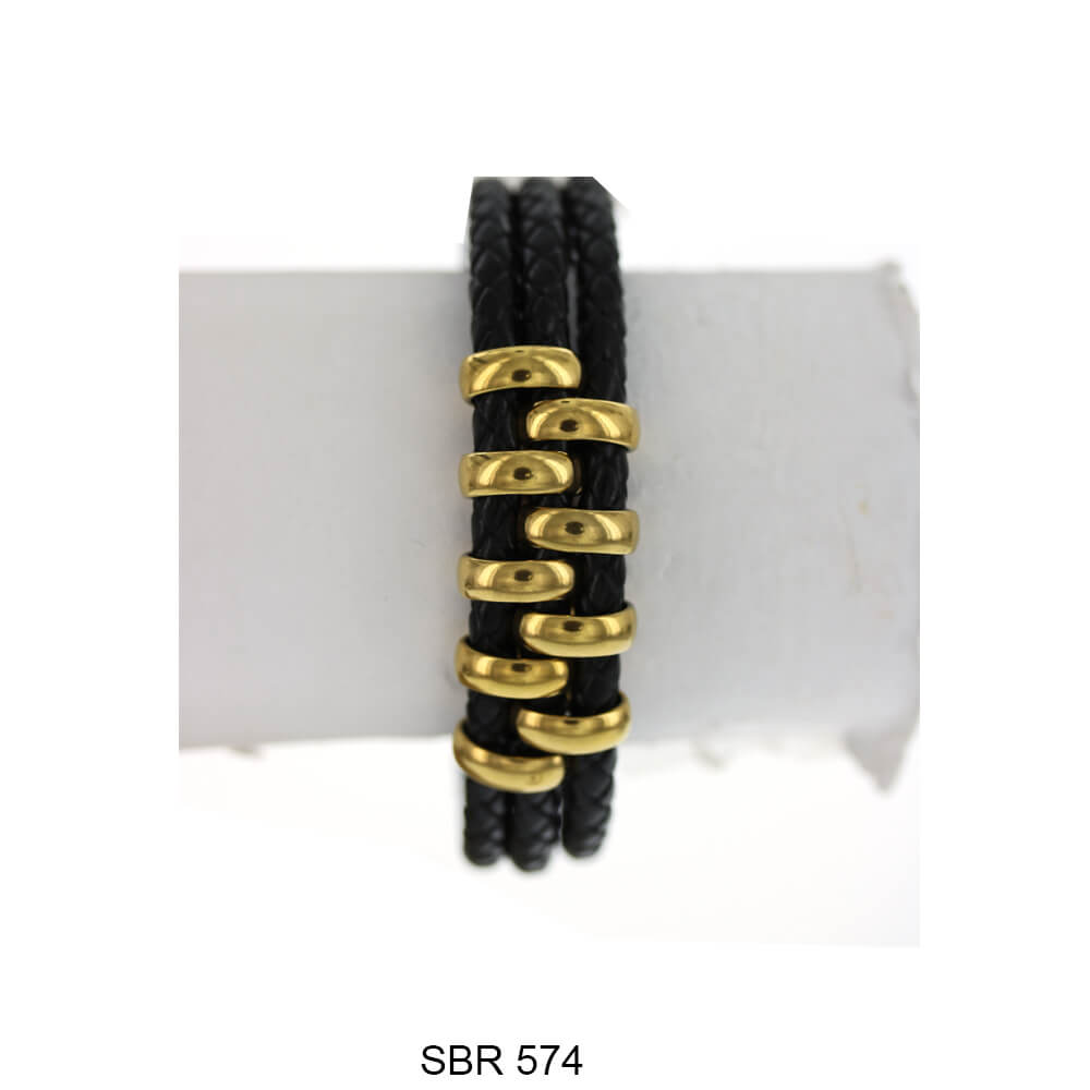 Stainless Steel Leather Bracelet SBR 574