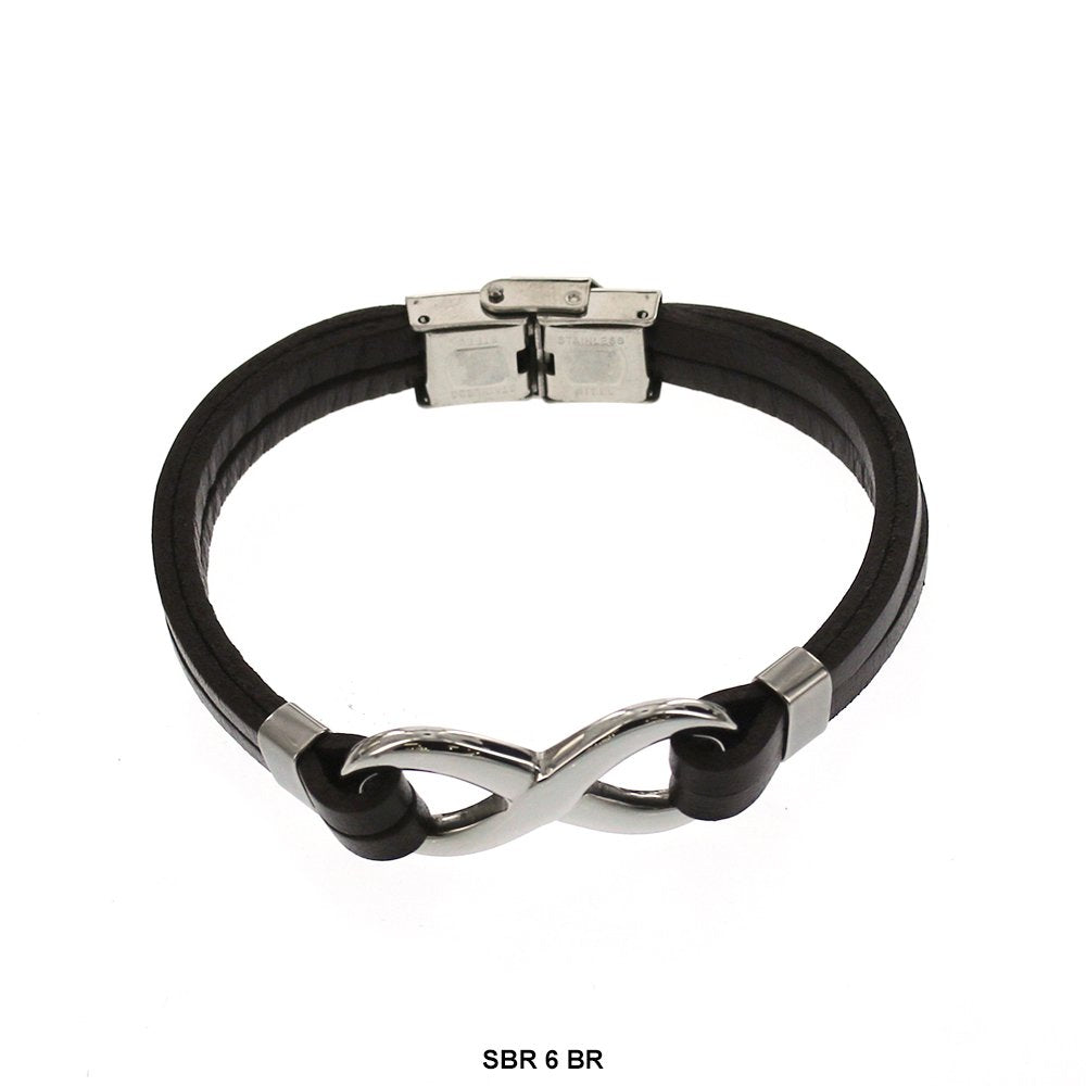 Stainless Steel Leather Bracelet SBR 6 BR