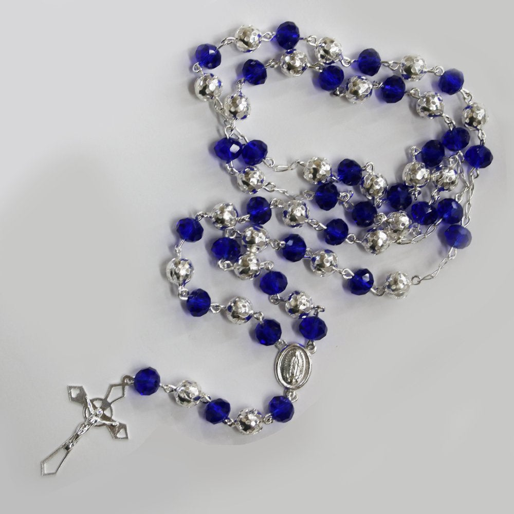 8 MM Crystal And Filligree Beads Rosary SSR C 8 RB