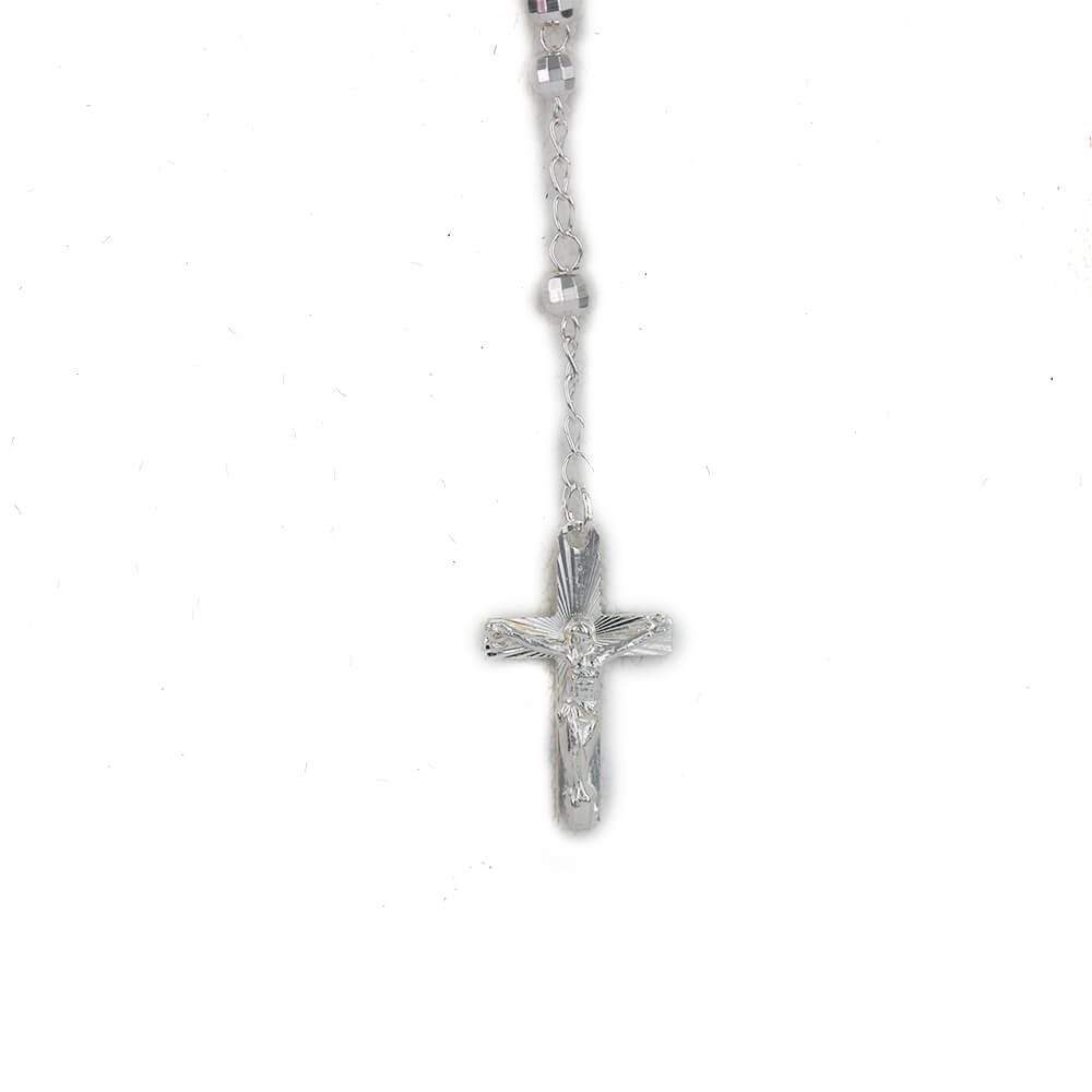 3 MM Diamond Cut Beads Sterling Silver Rosary SSR DC 3