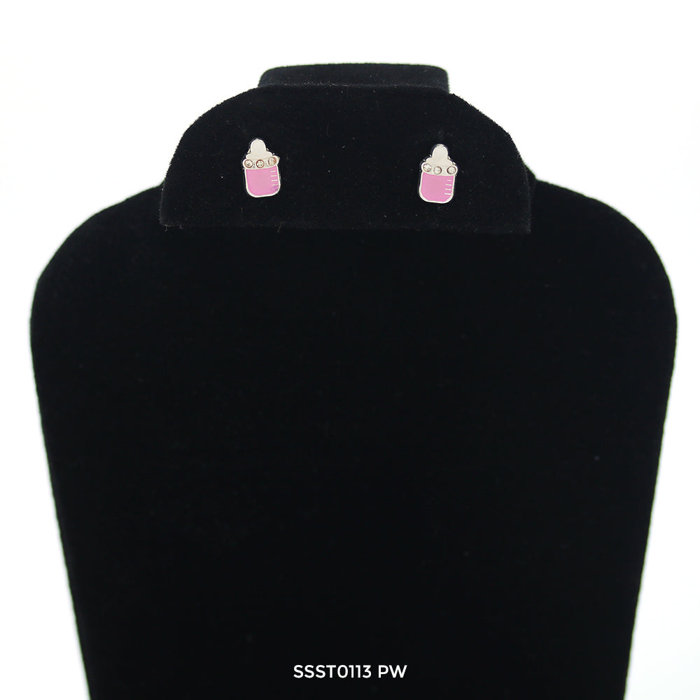 Baby Bottle 925 Sterling Silver Studs SSST0113 PW