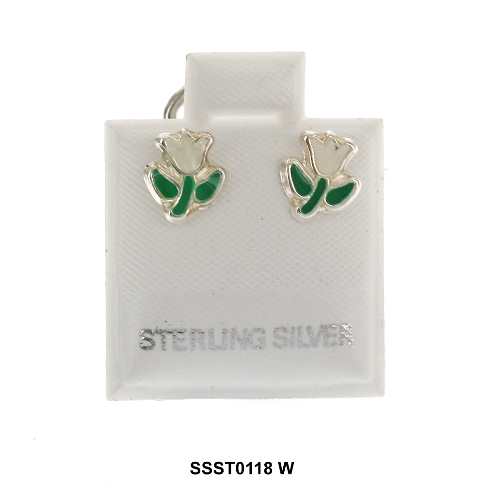 Flower 925 Sterling Silver Studs SSST0118 W