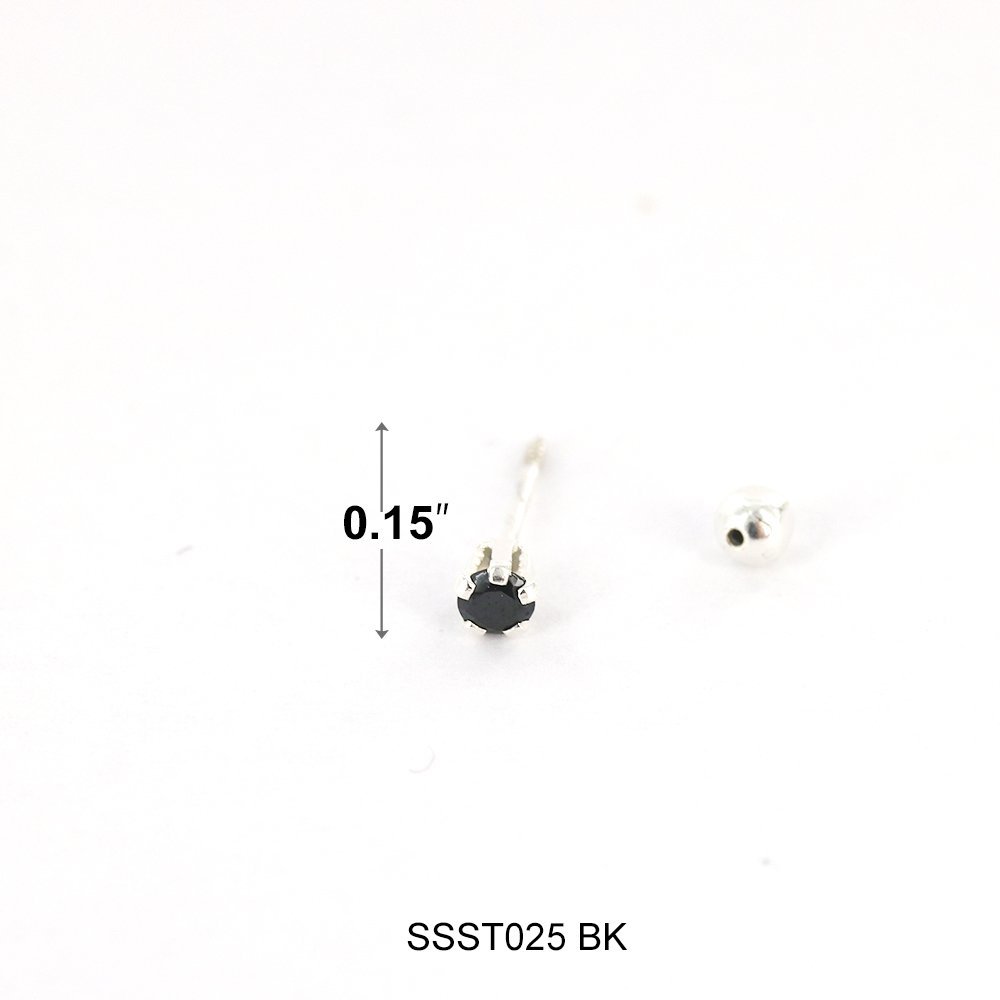 Pendientes Redondos De Plata De Ley 925 SSST025 BK