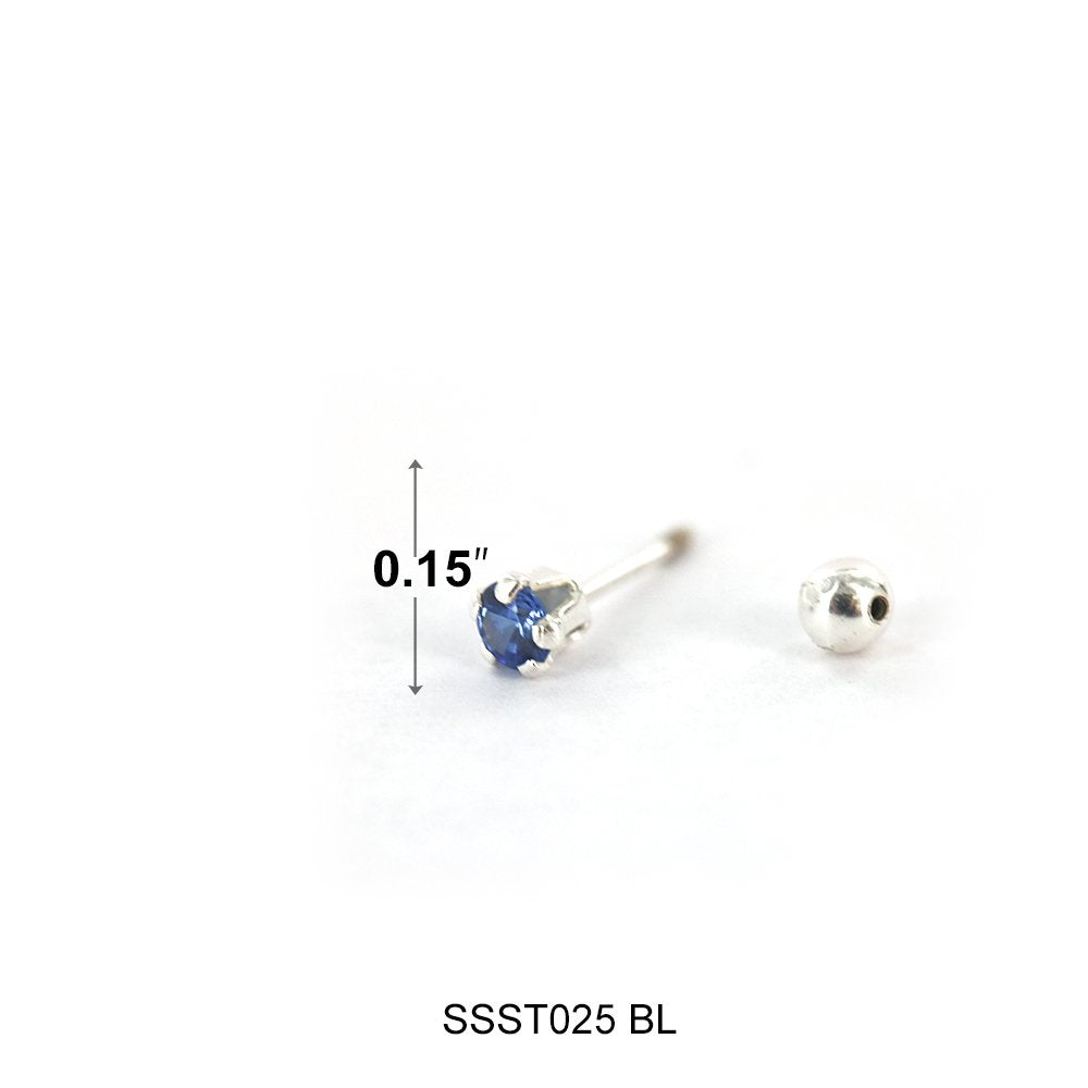 Pendientes Redondos De Plata De Ley 925 SSST025 BL