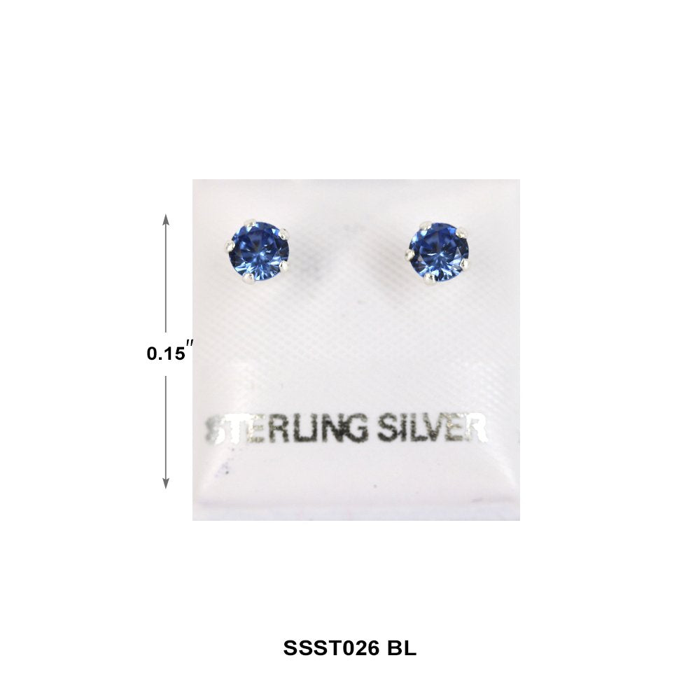 Round 925 Sterling Silver Studs SSST026 BL