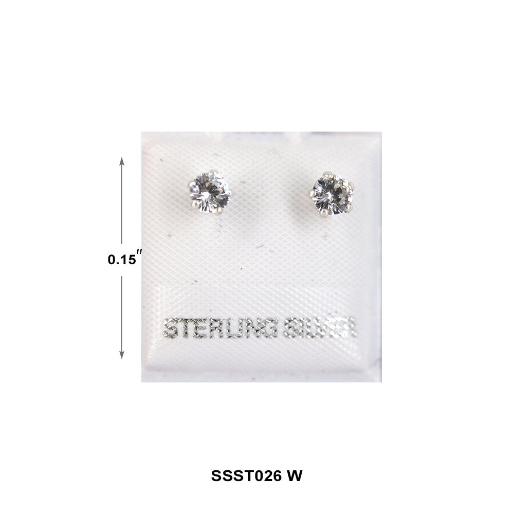 Round 925 Sterling Silver Studs SSST026 W