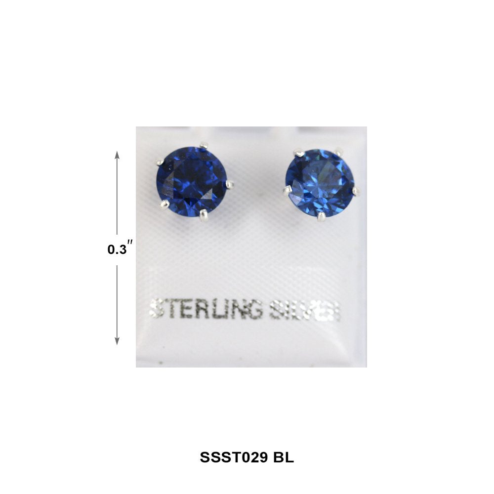 Round 925 Sterling Silver Studs SSST029 BL