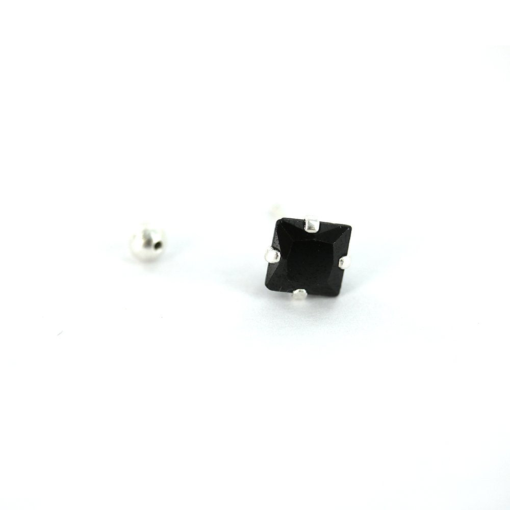 Square 925 Sterling Silver Studs SSST037 BK