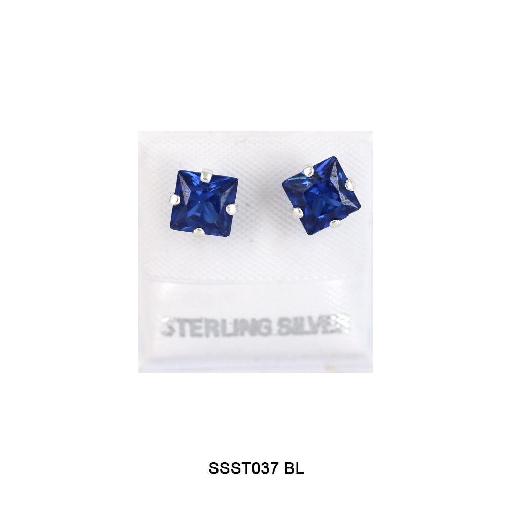 Square 925 Sterling Silver Studs SSST037 BL