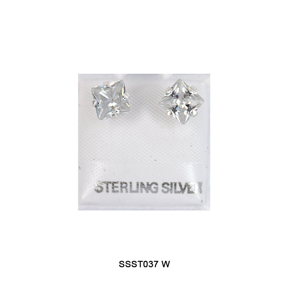 Square 925 Sterling Silver Studs SSST037 W