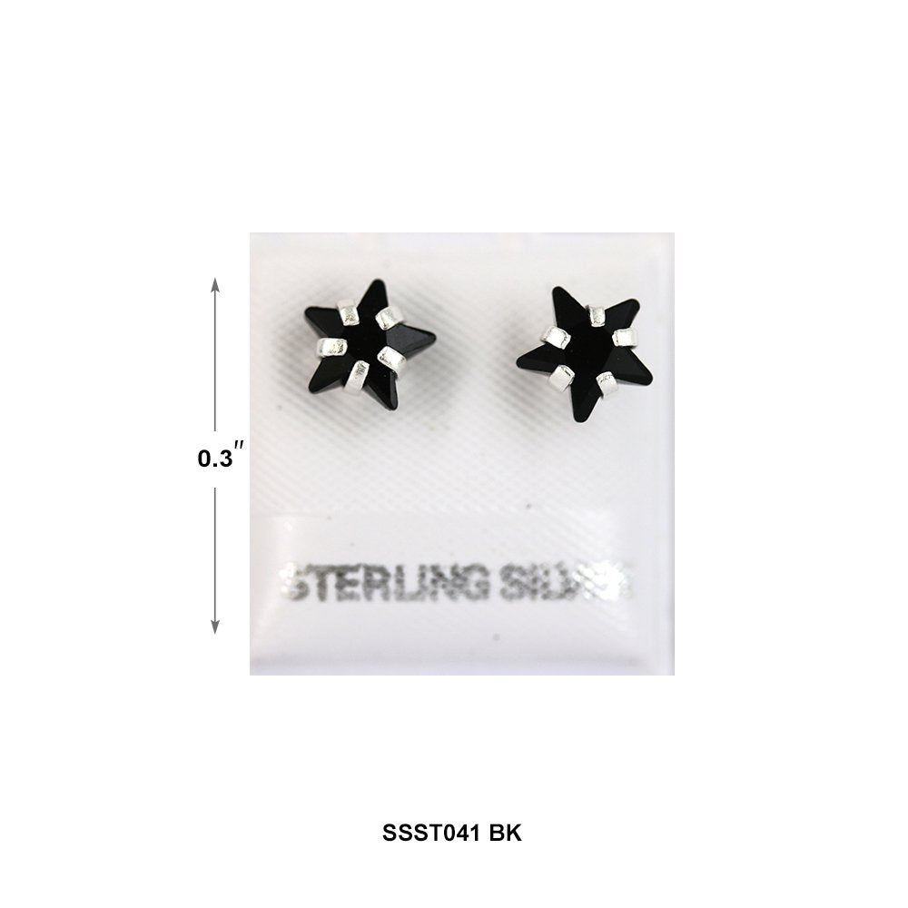 Star 925 Sterling Silver Studs SSST041 BK