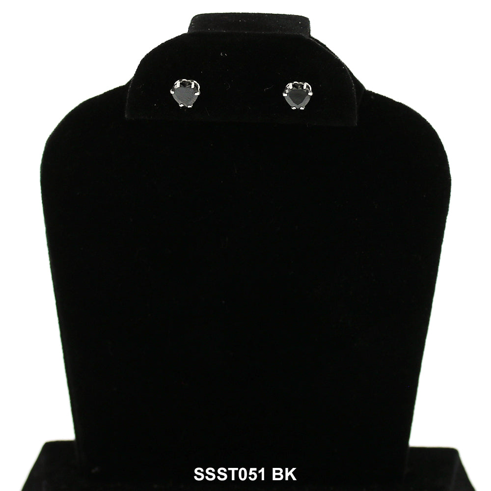 Pendientes Corazón Plata 925 SSST051 BK