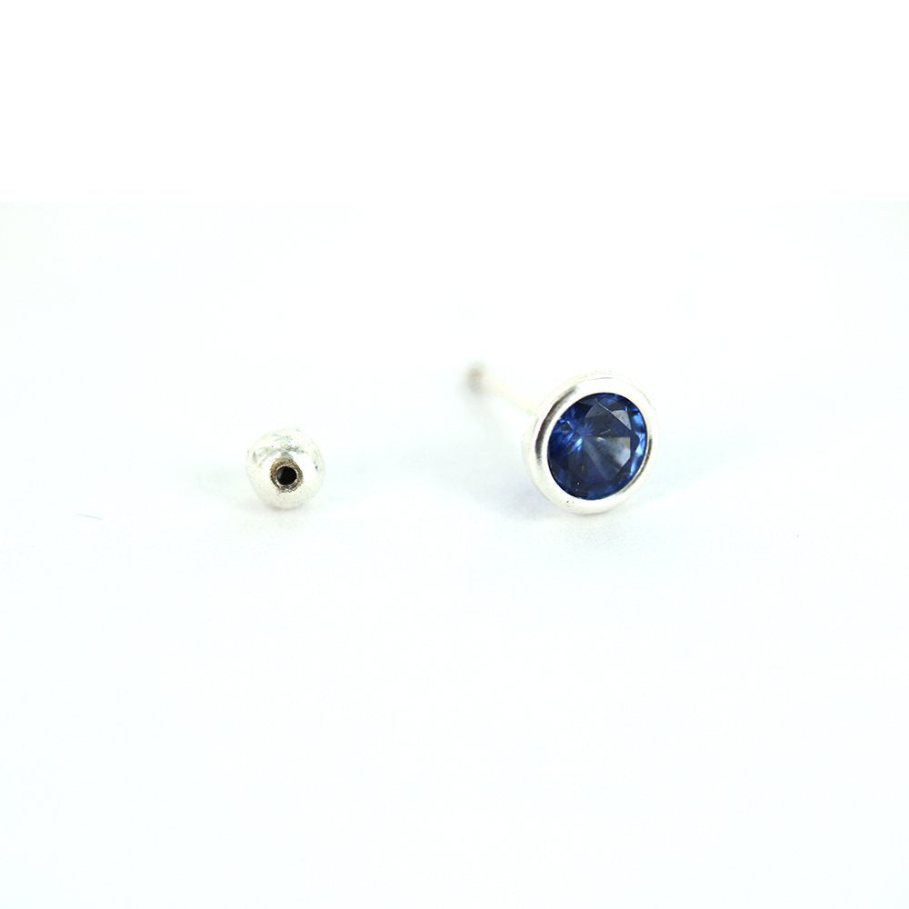 Round 925 Sterling Silver Studs SSST069 BL