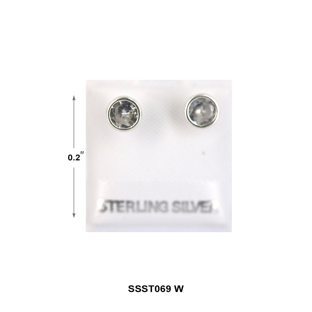 Round 925 Sterling Silver Studs SSST069 W