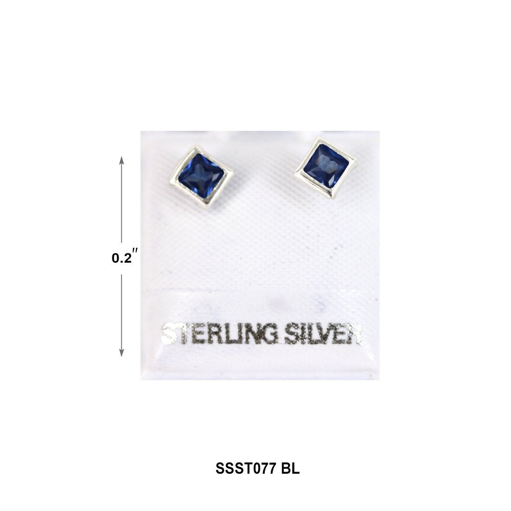 Square 925 Sterling Silver Studs SSST077 BL