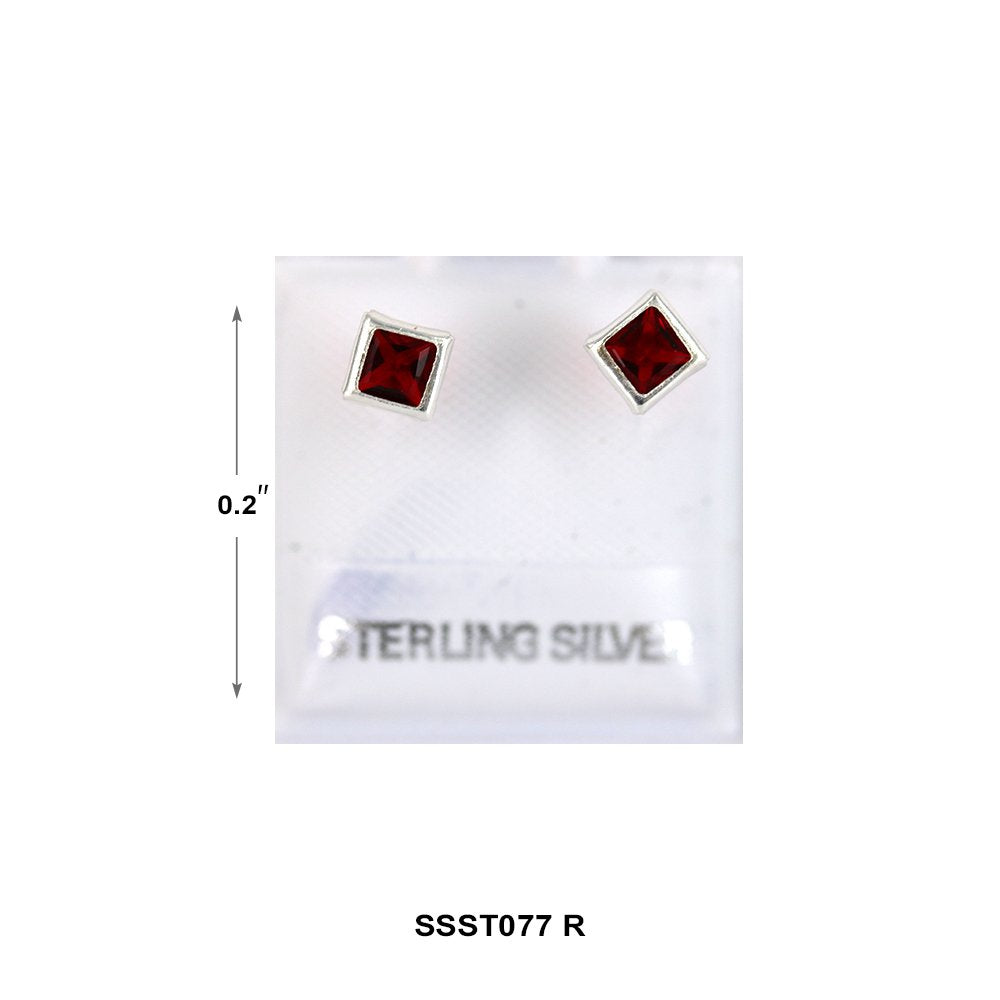 Square 925 Sterling Silver Studs SSST077 R