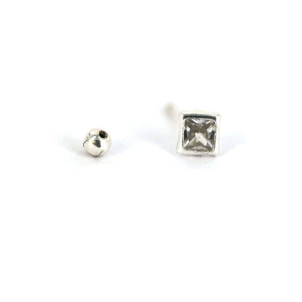 Square 925 Sterling Silver Studs SSST077 W