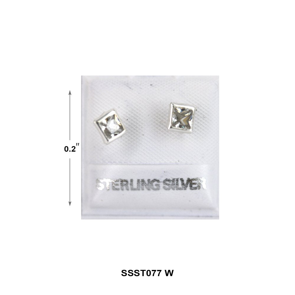 Square 925 Sterling Silver Studs SSST077 W