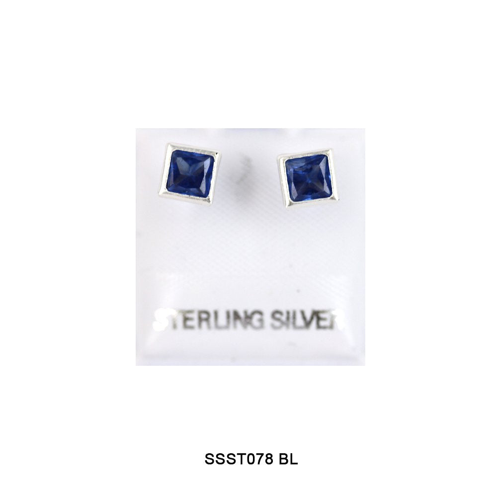 Square 925 Sterling Silver Studs SSST078 BL