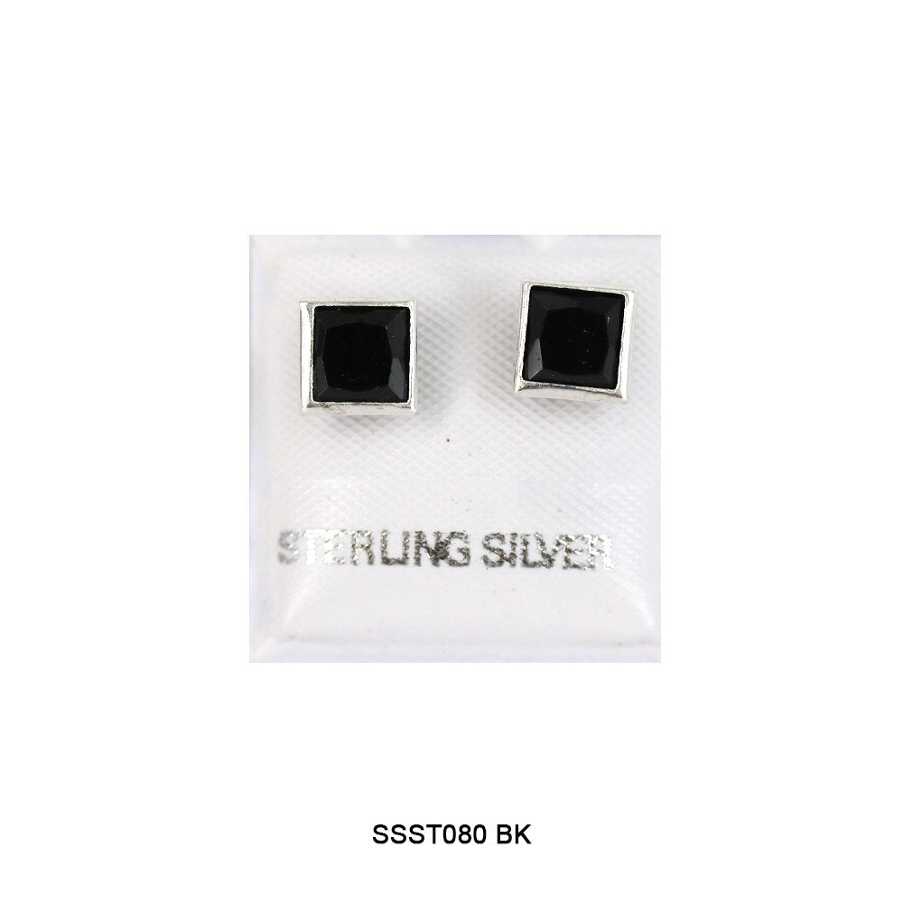 Pendientes Cuadrados De Plata De Ley 925 SSST080 BK