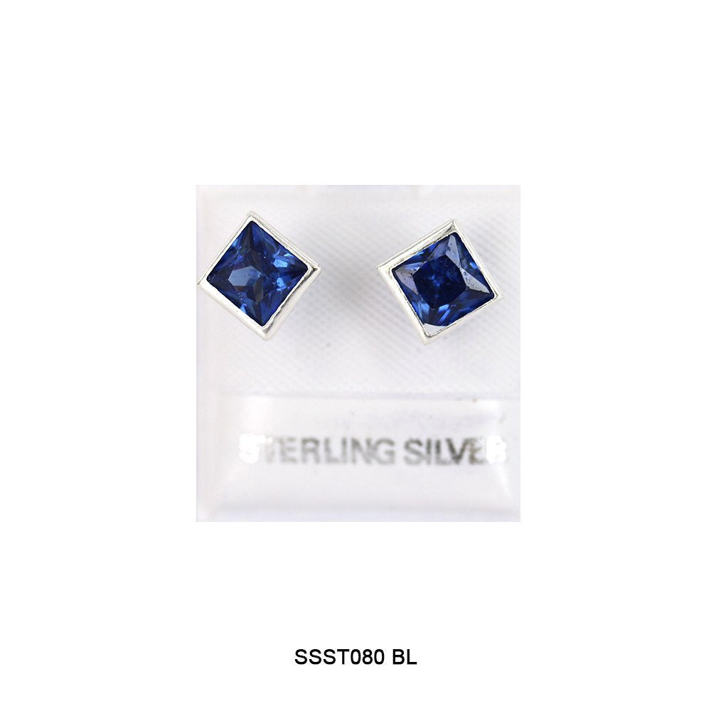 Square 925 Sterling Silver Studs SSST080 BL