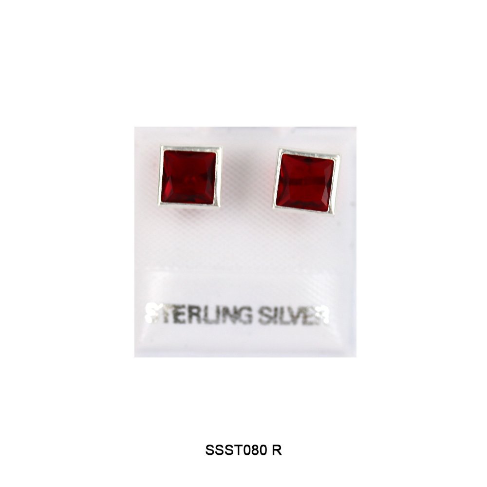 Square 925 Sterling Silver Studs SSST080 R