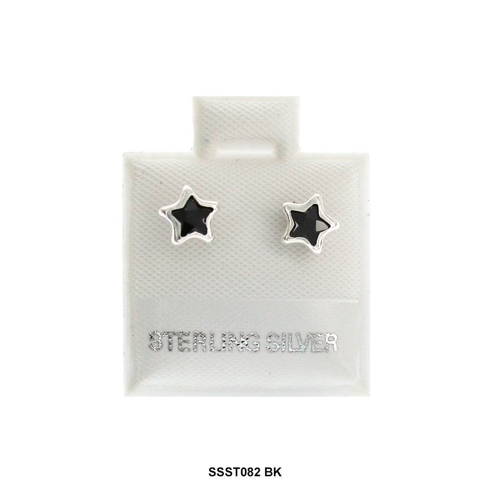 Star 925 Sterling Silver Studs SSST082 BK