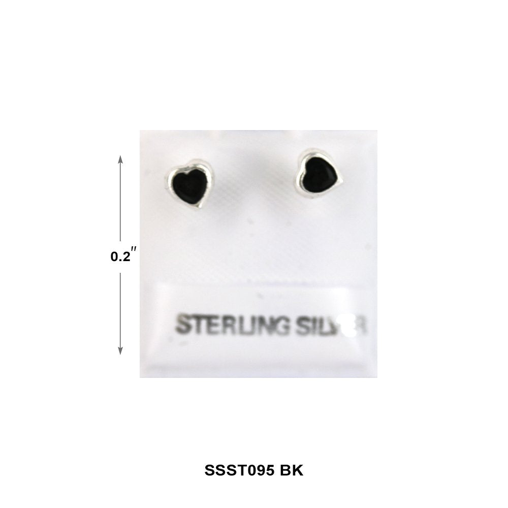 Heart 925 Sterling Silver Studs SSST095 BK