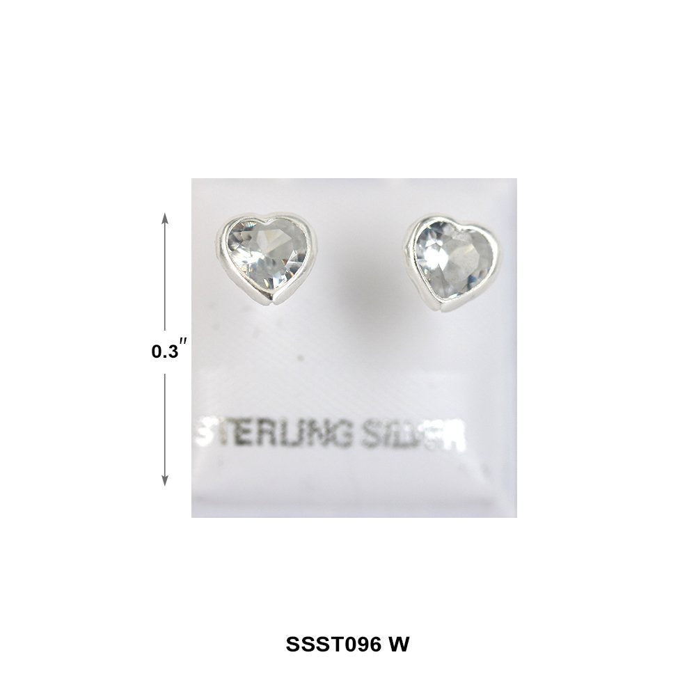 Heart 925 Sterling Silver Studs SSST096 W