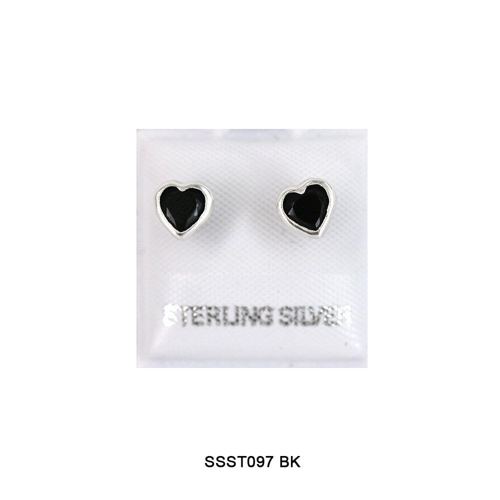 Pendientes Corazón Plata 925 SSST097 BK