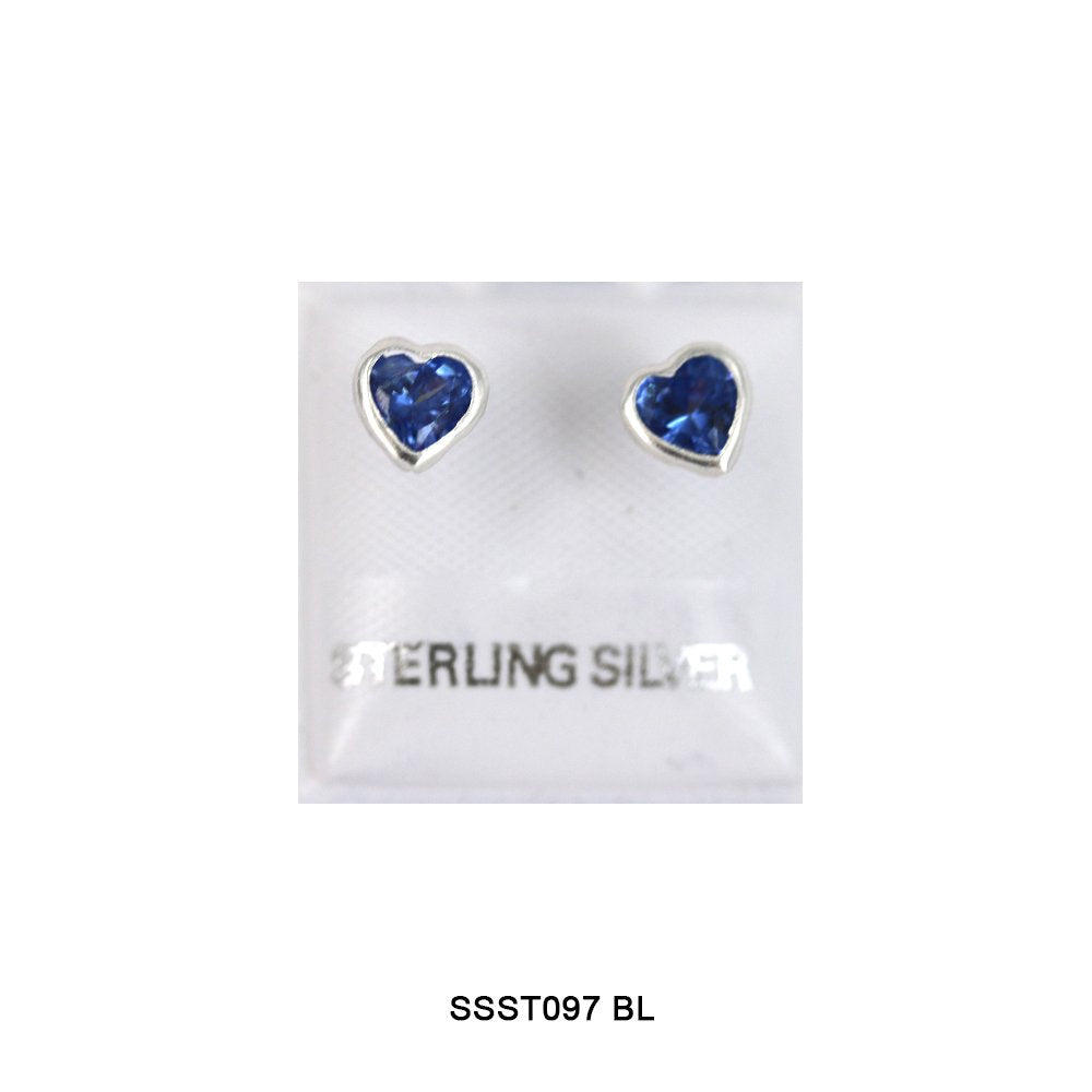 Heart 925 Sterling Silver Studs SSST97 BL