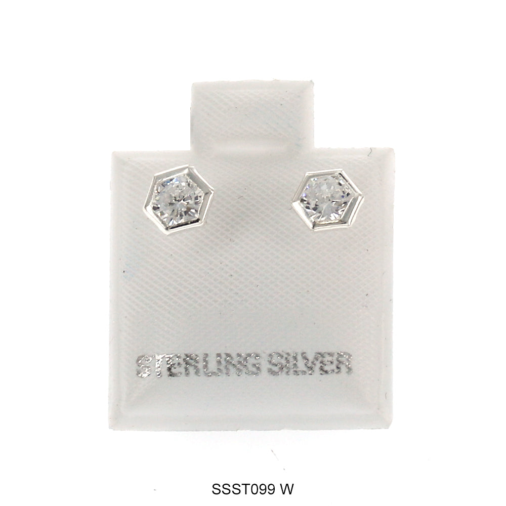 Pendientes Hexagonales De Plata De Ley 925 SSST098 W