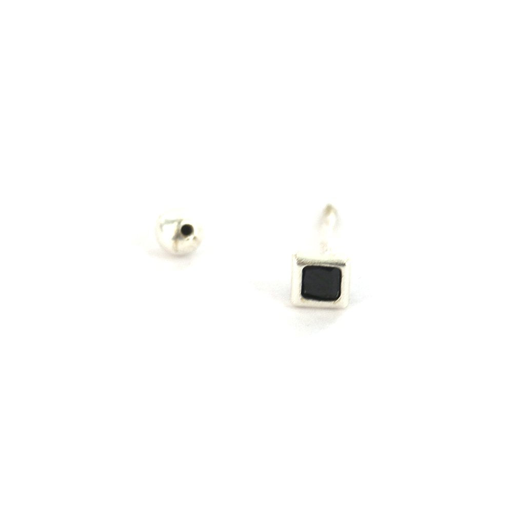 Square 925 Sterling Silver Studs SSSTBC3 BK