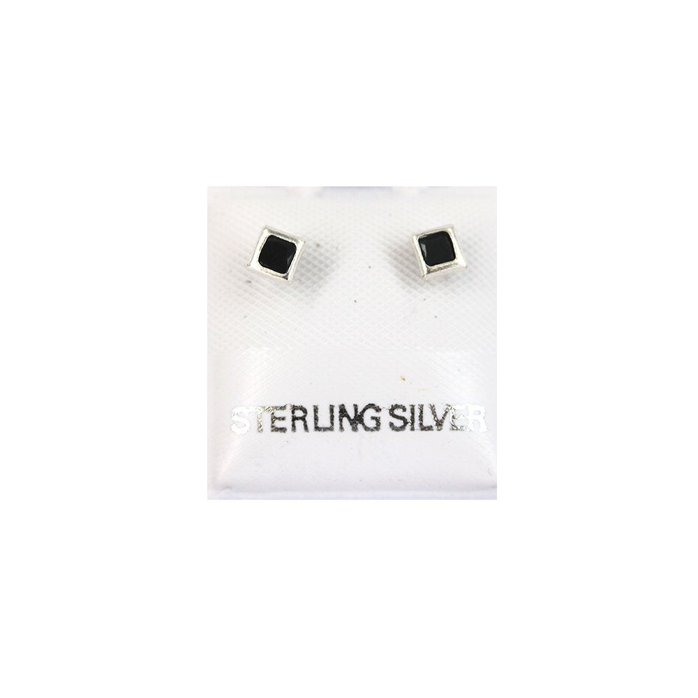 Square 925 Sterling Silver Studs SSSTBC3 BK