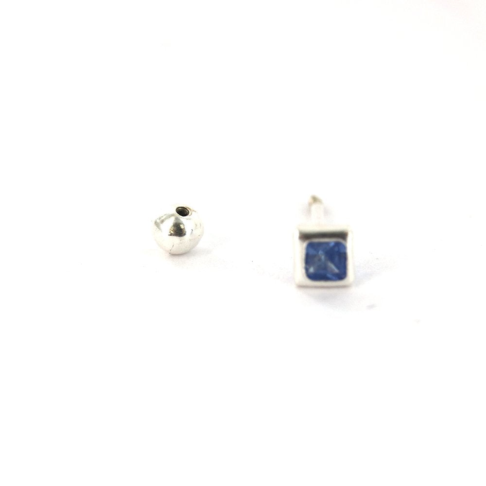 Square 925 Sterling Silver Studs SSSTBC3 BL