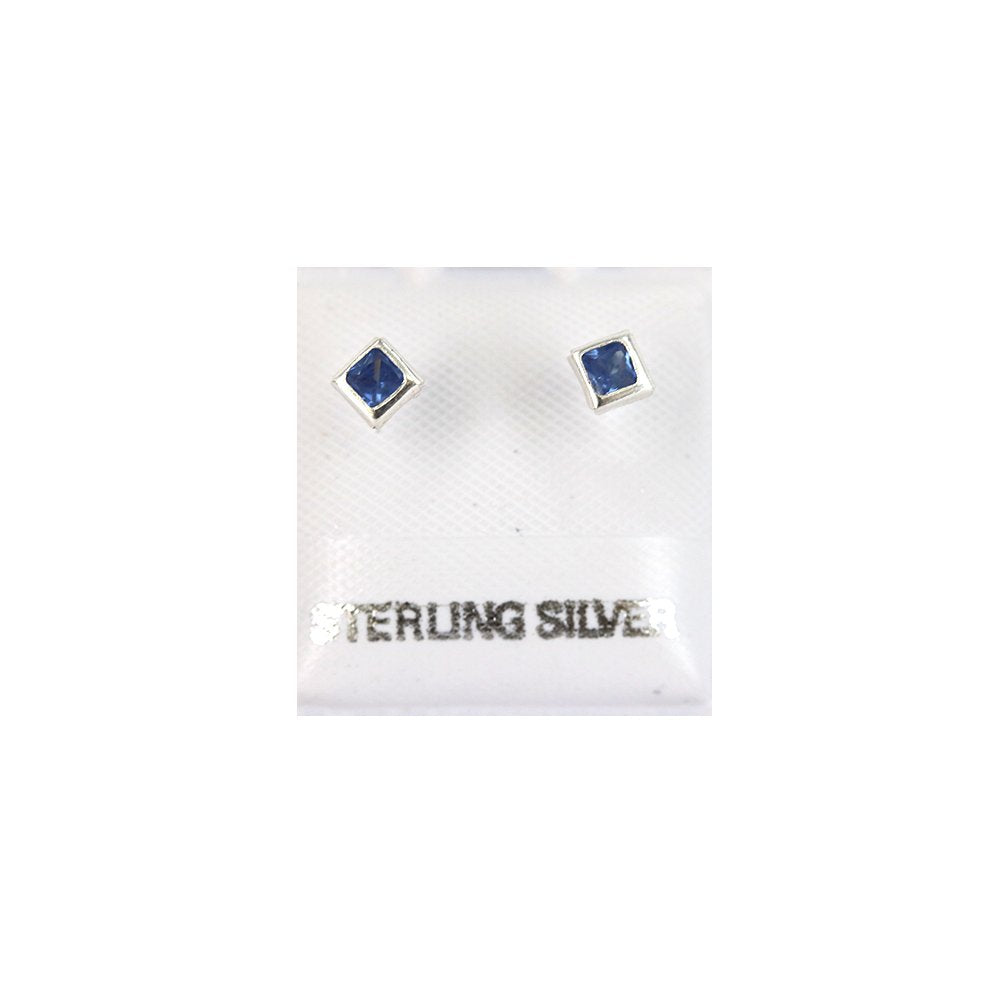 Square 925 Sterling Silver Studs SSSTBC3 BL