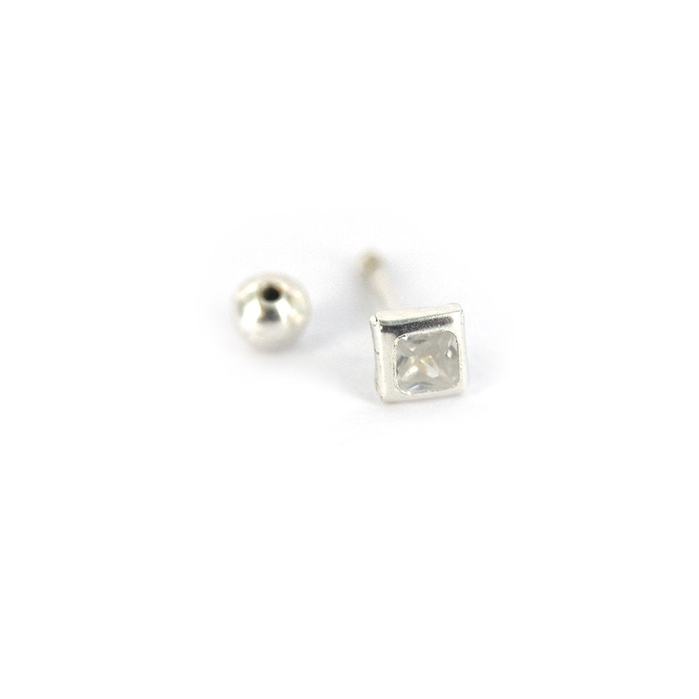 Square 925 Sterling Silver Studs SSSTBC3 W