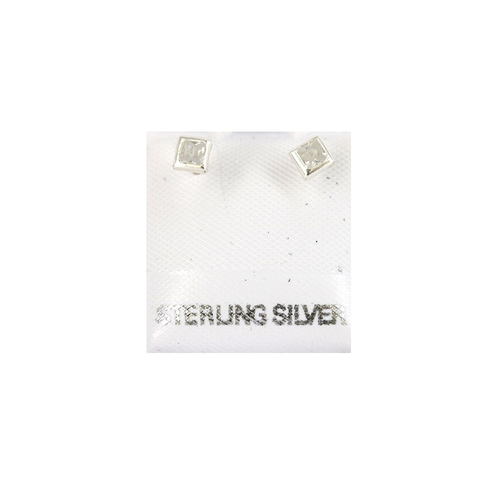 Square 925 Sterling Silver Studs SSSTBC3 W