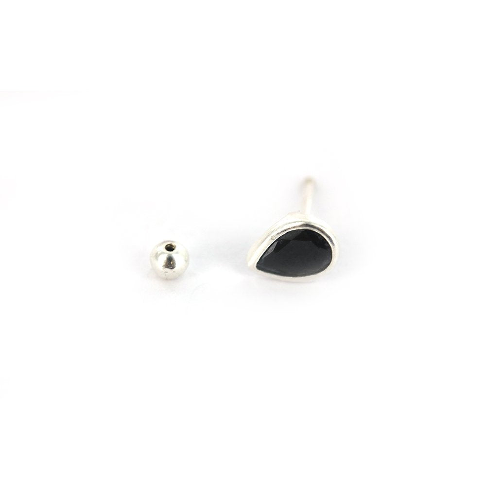 Tear Drop 925 Sterling Silver Studs SSSTBL75 BK