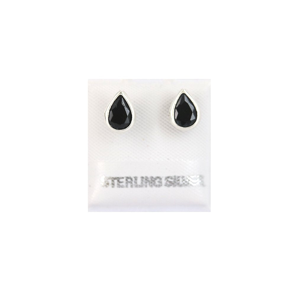 Tear Drop 925 Sterling Silver Studs SSSTBL75 BK