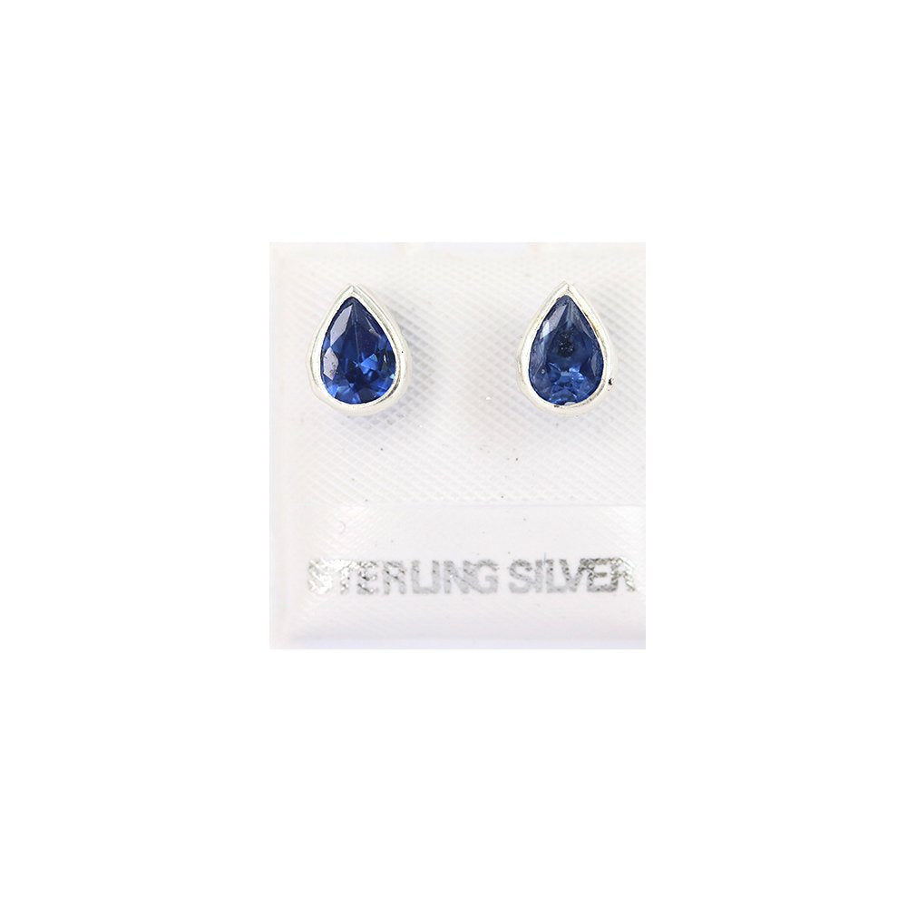 Tear Drop 925 Sterling Silver Studs SSSTBL75 BL