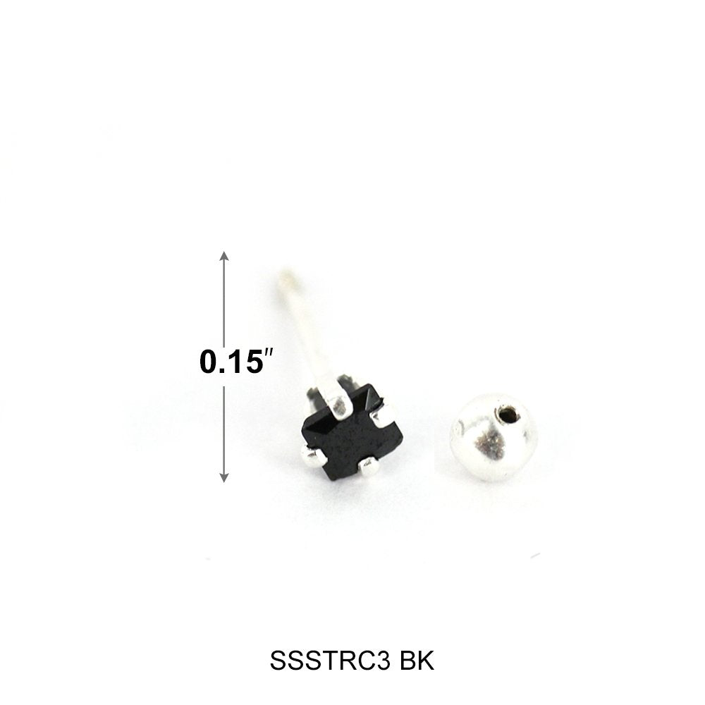 Pendientes Cuadrados De Plata De Ley 925 SSSTRC3 BK