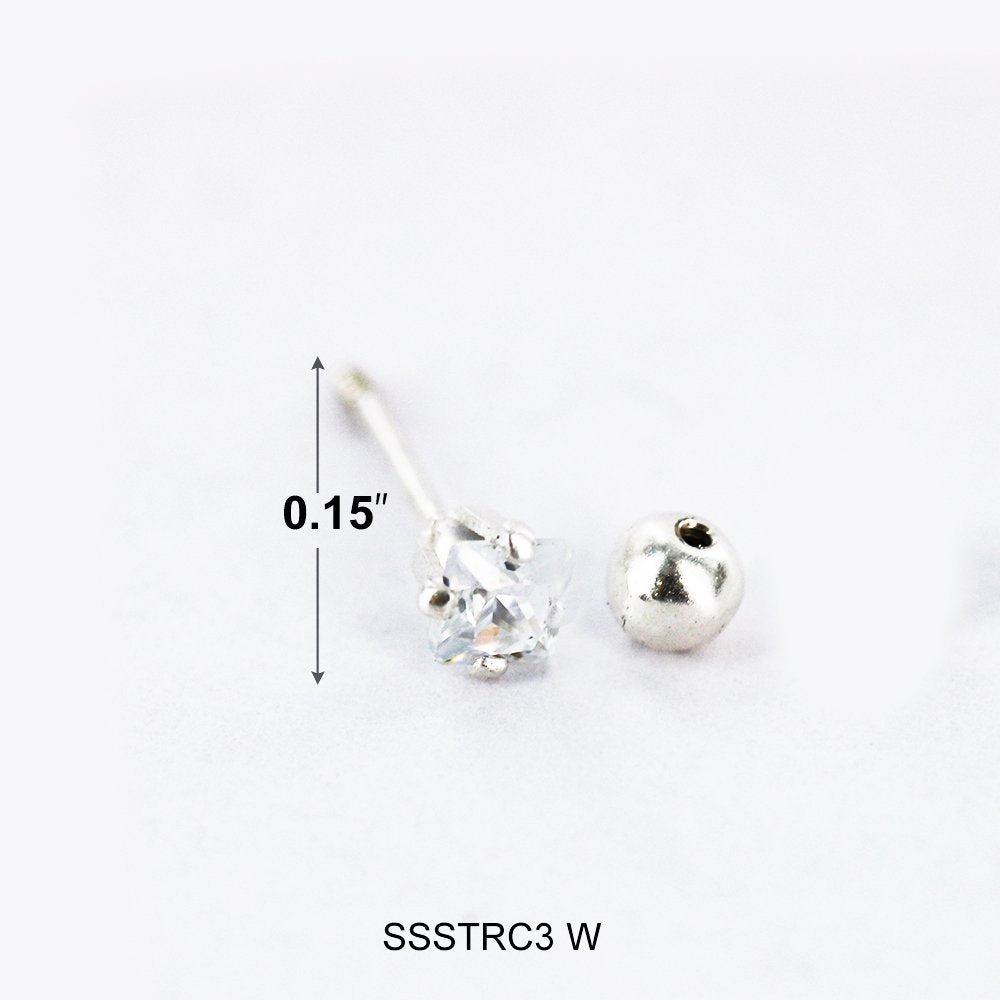 Square 925 Sterling Silver Studs SSSTRC3 W