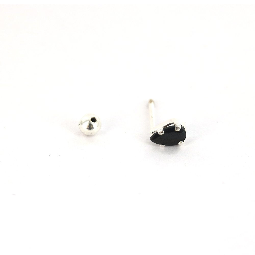 Tear Drop 925 Sterling Silver Studs SSSTRL53 BK