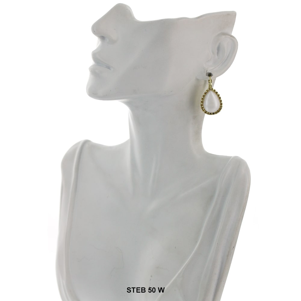 Oval Stone Duck Paw Earrings STEB 50 W